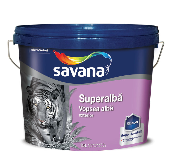 VOPSEA SUPERLAVABILĂ SAVANA, SUPERALBĂ PENTRU EXTERIOR CU SILICON 15L