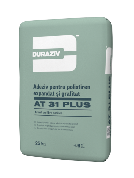 DURAZIV AT 31 PLUS - Adeziv și masă de şpaclu pentru polistiren expandat cu fibre de armare 25KG
