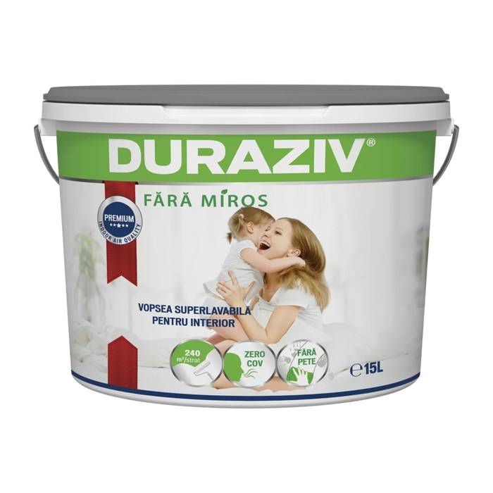 DURAZIV FĂRĂ cu Kauciuc® - VOPSEA SUPER LAVABILĂ ALBĂ ŞI BAZĂ DE COLORARE