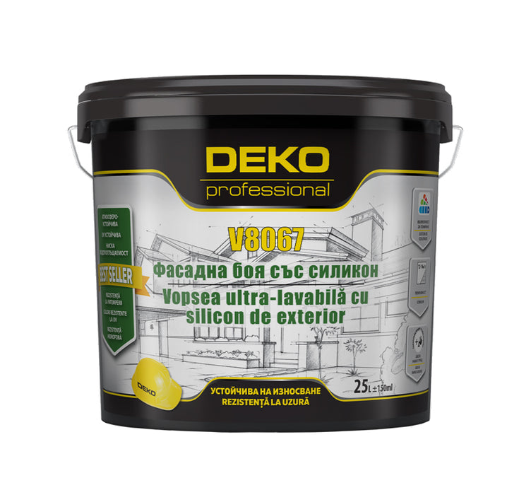 DEKO V8069 vopsea elastomerică ultra-lavabilă albă de exterior 15L