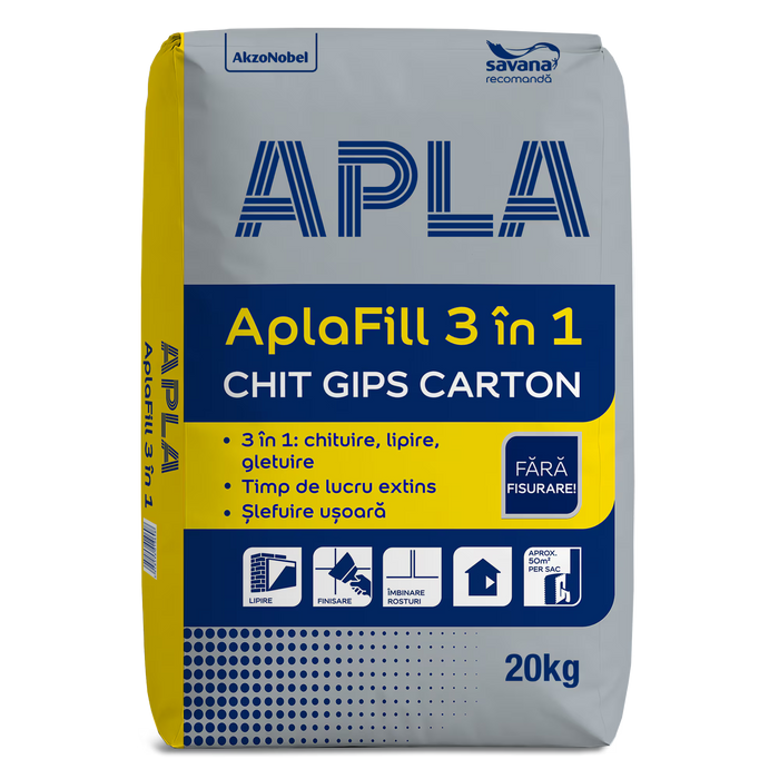 APLAFILL 3 ÎN 1 CHIT PE BAZĂ DE IPSOS PENTRU GIPS-CARTON - APLA 20KG