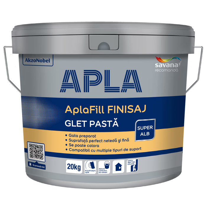 APLAFILL FINISAJ GLET PASTĂ GLET ALB GATA PREPARAT PENTRU FINISAJ INTERIOR - APLA 20KG