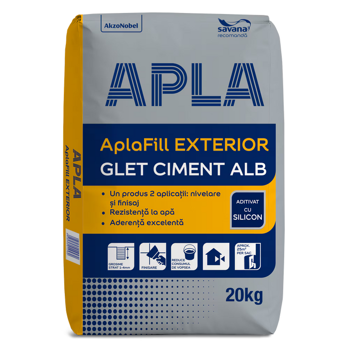 APLAFILL FINISAJ EXTERIOR GLET PE BAZĂ DE CIMENT ALB PENTRU FINISAJ EXTERIOR - APLA 20KG