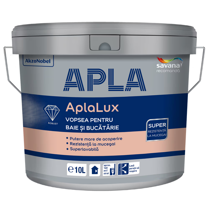 APLALUX VOPSEA LAVABILĂ ALBĂ PENTRU BAIE ȘI BUCĂTĂRIE - APLA 10L