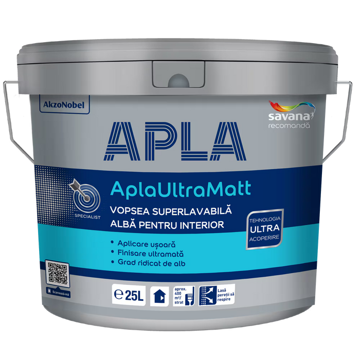 APLAULTRAMATT VOPSEA LAVABILĂ ALBĂ MATĂ PENTRU INTERIOR - APLA