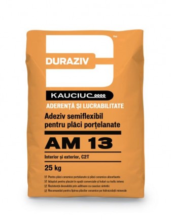 DURAZIV AM 13 Adeziv semiflexibil pentru plăci porțelanate, aditivat cu Kauciuc®