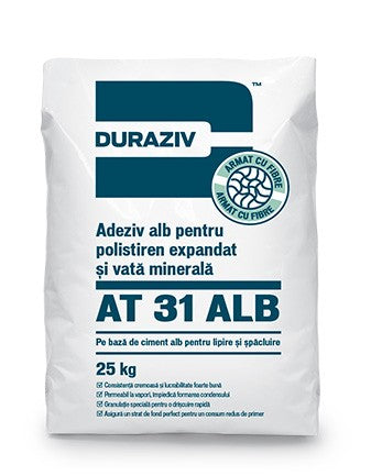 DURAZIV AT 31 ALB Adeziv alb pentru polistiren expandat şi vată minerală