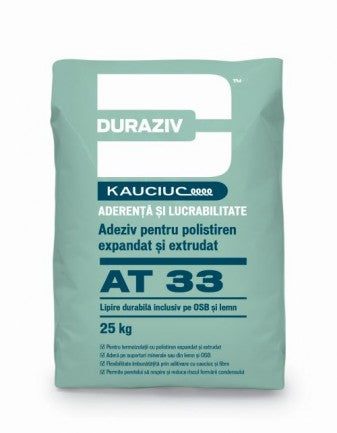 DURAZIV AT 33 Adeziv pentru polistiren expandat și extrudat, aditivat cu Kauciuc®