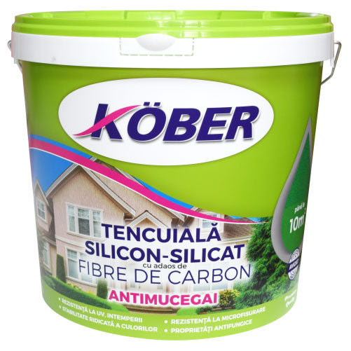 KOBER TENCUIALA DECORATIVA STRUCTURATA TDS Silicon-Silicat cu adaos de fibre de carbon COD ALB 25kg