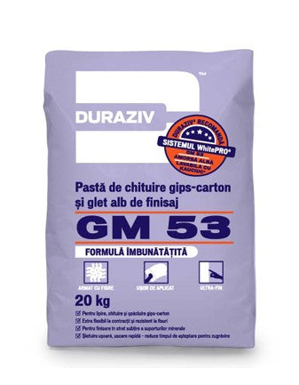 DURAZIV GM 53 Pastă de chituire gips-carton și glet alb de finisaj